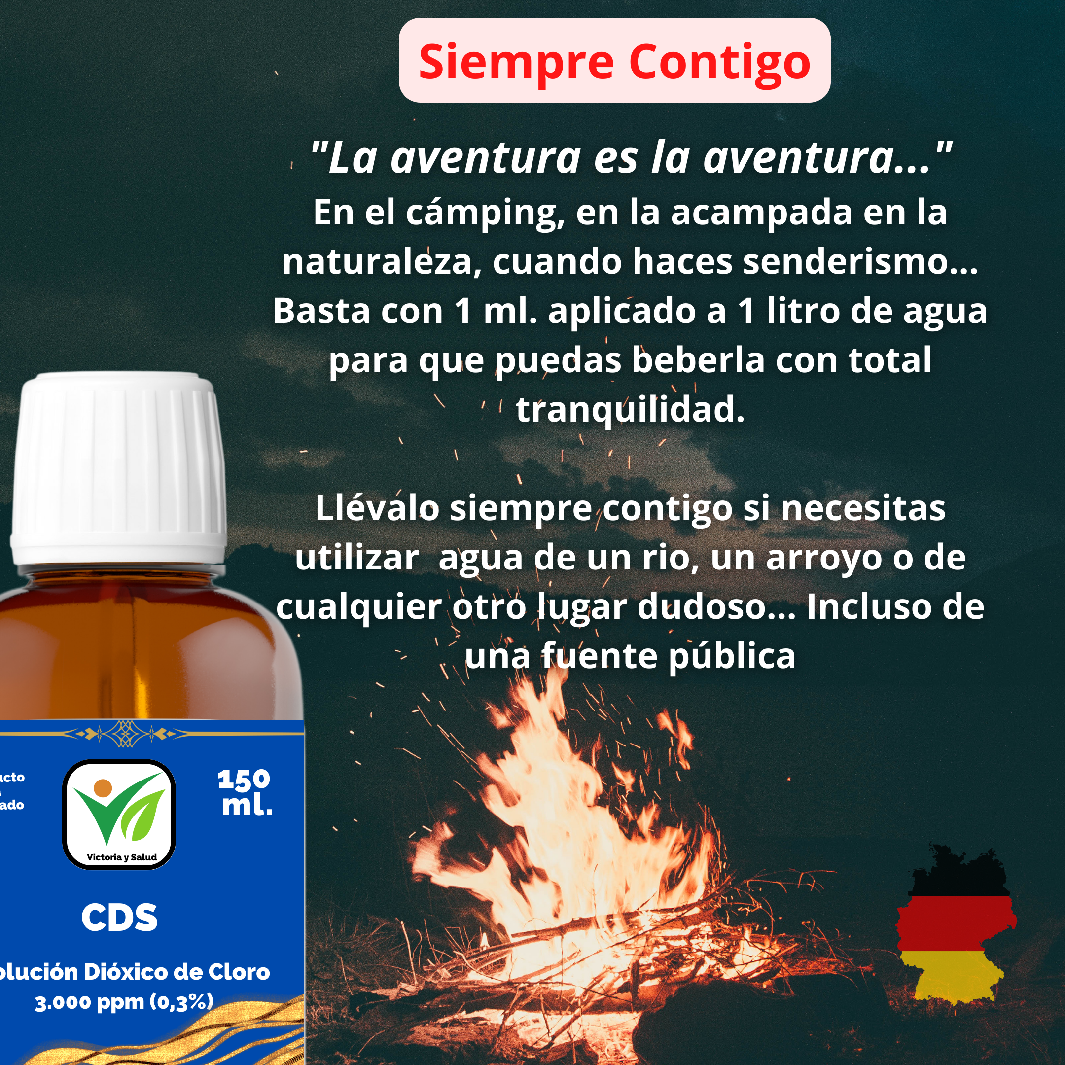 Utilización del CDS solución dióxido de cloro 150 ml. edición Blue de Victoria y Salud.