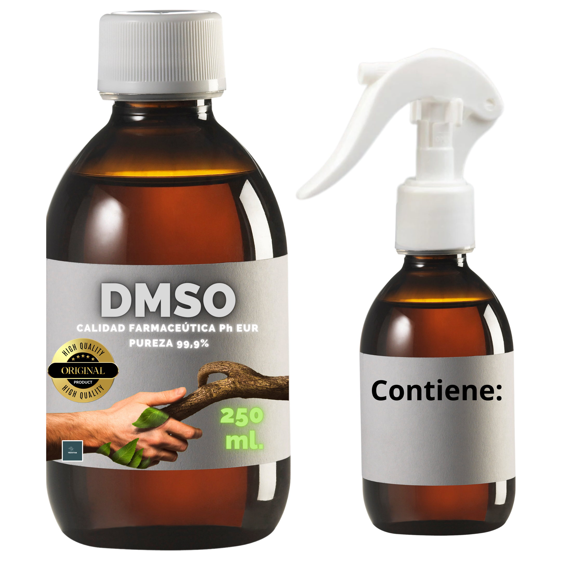 Presentación DMSO 250 ml. Ph Eur. Pureza 99,9% Con Dosificdor y Vasito Dosificador de Regalo